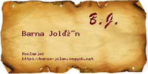Barna Jolán névjegykártya